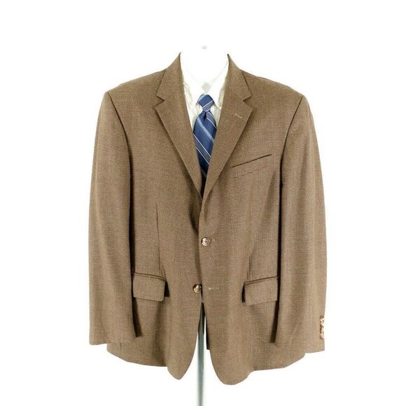 Nautica Wool Brown Green Houndstooth 2 Button Sport Coat‎ 42R - Picture 5 of 14